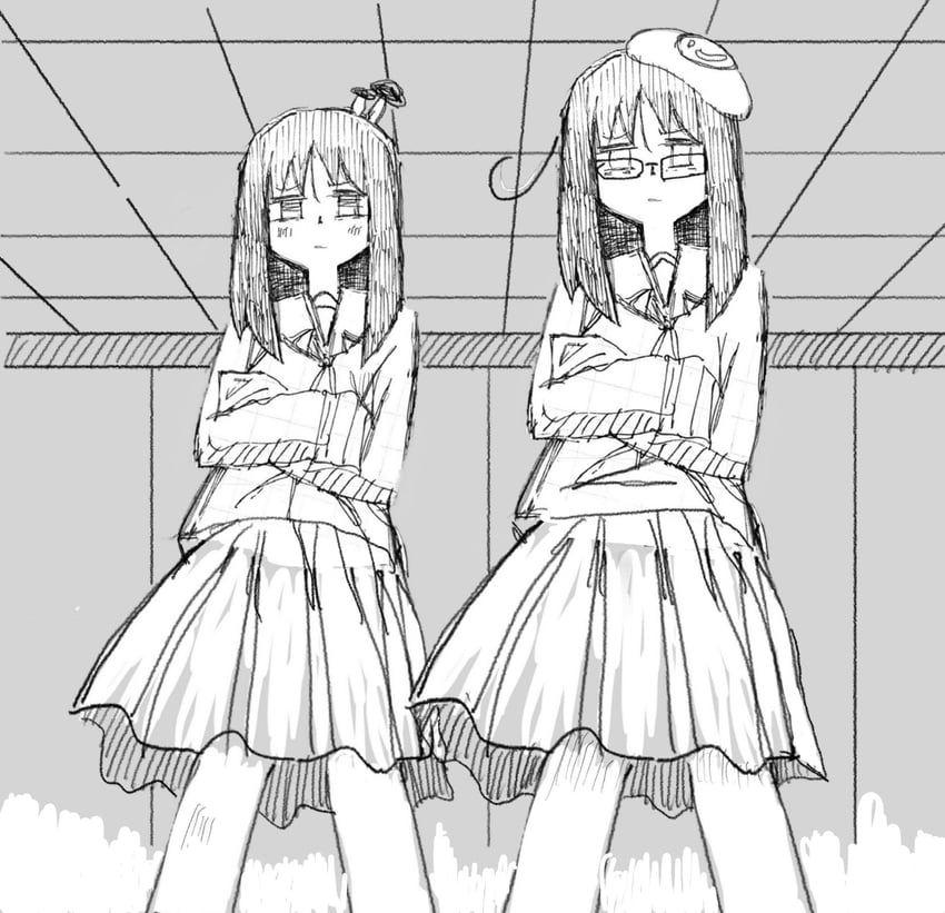 tsukishima shijima and yamashita majime (shimeji simulation) drawn by mishima_yoshiharu