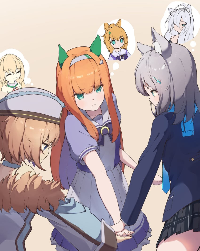 shiroko, silence suzuka, shiroko terror, blanc, taiki shuttle, and 1 more (blue archive and 3 more) drawn by hibiki_(zerocodo)