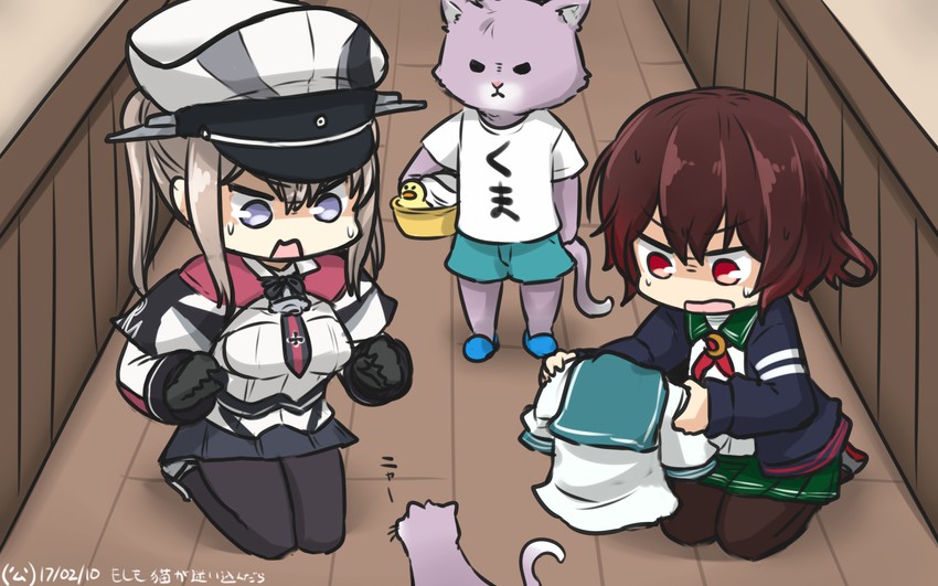 graf zeppelin, mutsuki, tama, mutsuki kai ni, and graf zeppelin kai (kantai collection) drawn by hamu_koutarou