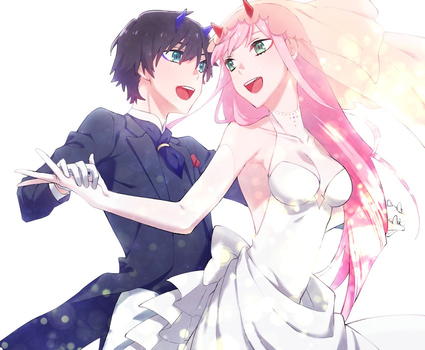 zero two and hiro (darling in the franxx) drawn by leje39