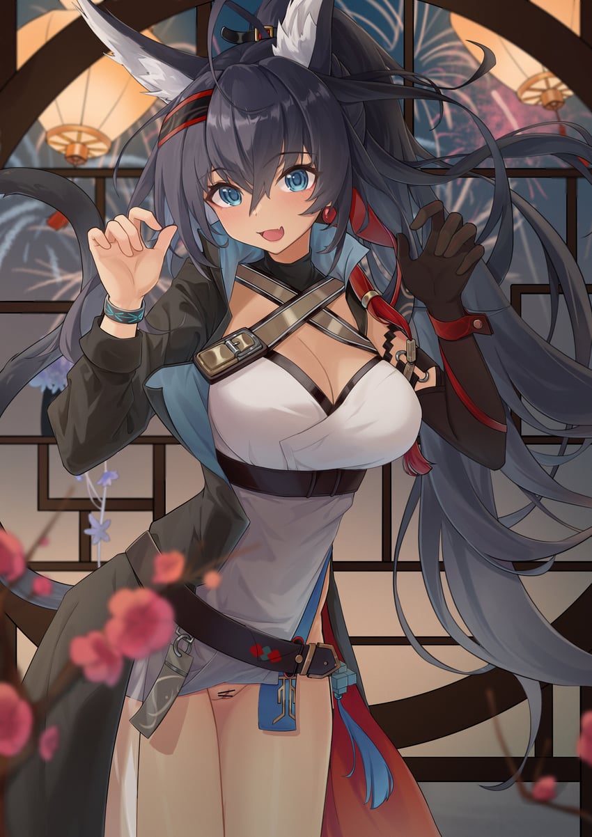 blaze and blaze the igniting spark (arknights) drawn by sktre12