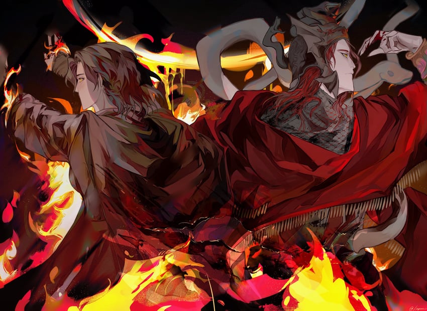 melina and messmer the impaler (elden ring and 1 more) drawn by ovolinyu