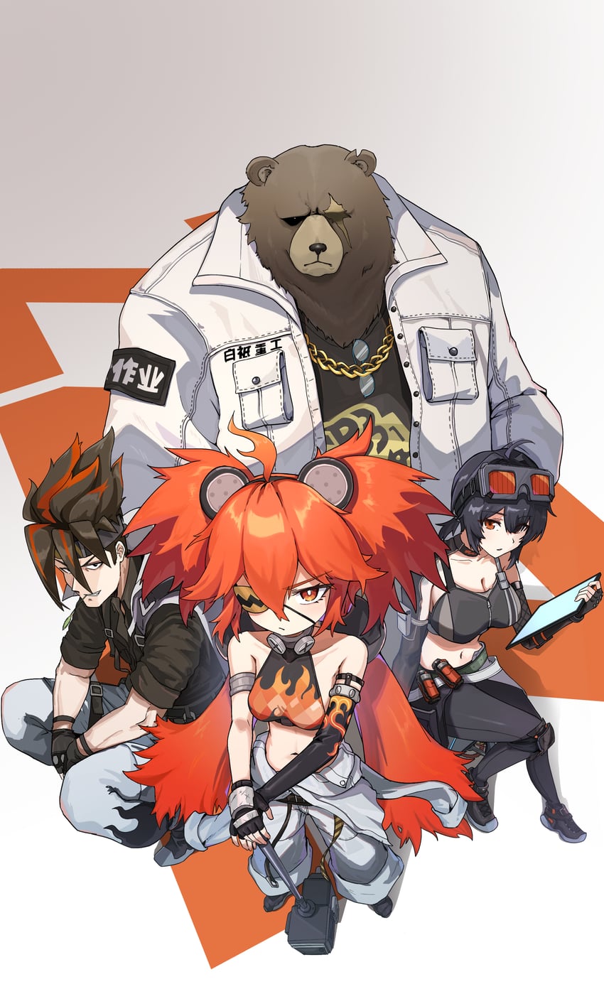 grace howard, koleda belobog, ben bigger, and anton ivanov (zenless zone zero) drawn by knbd