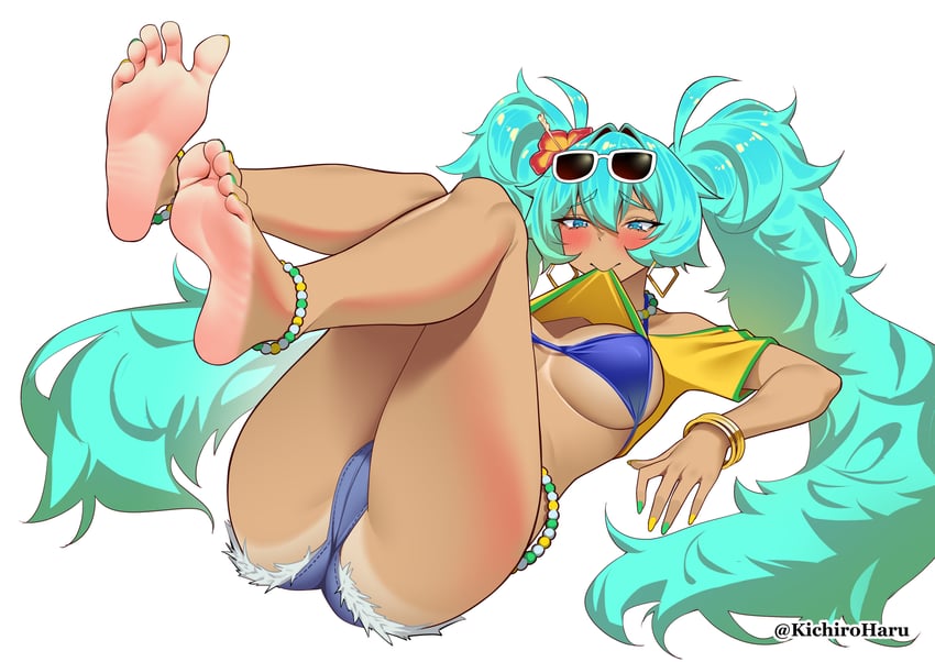 hatsune miku and brazilian miku (vocaloid) drawn by haruse_(kichiroharuse)