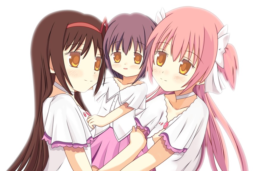 akemi homura, kaname madoka, and ultimate madoka (mahou shoujo madoka magica) drawn by ototsu_(nitta225)