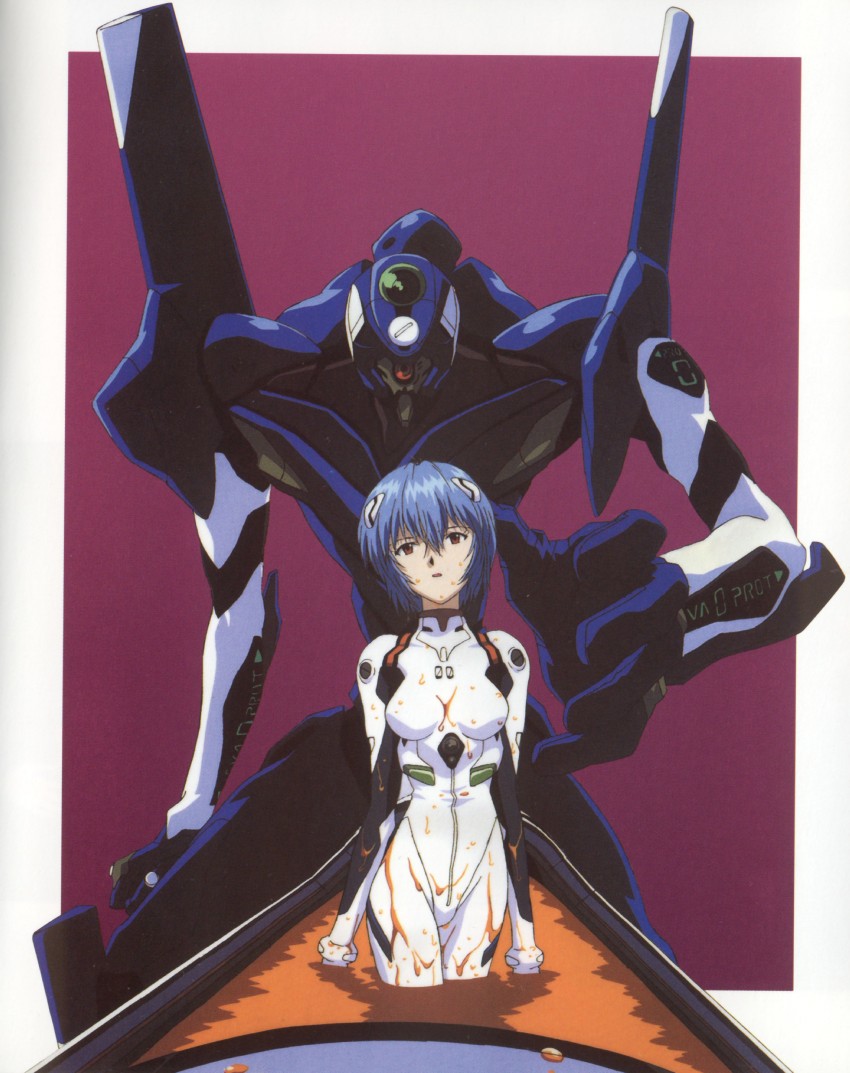 ayanami rei and eva 00 (neon genesis evangelion) drawn by nakayama_katsuichi