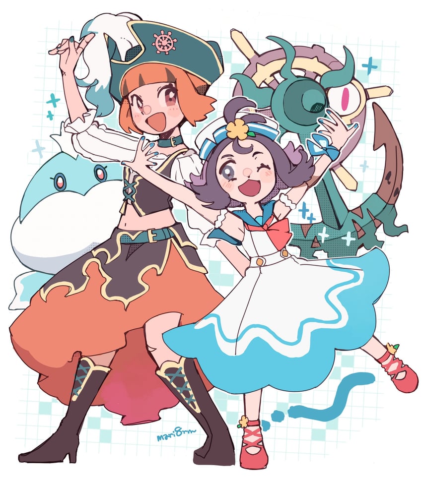 acerola, gardenia, jellicent, and dhelmise (pokemon and 1 more) drawn by yukikokoro