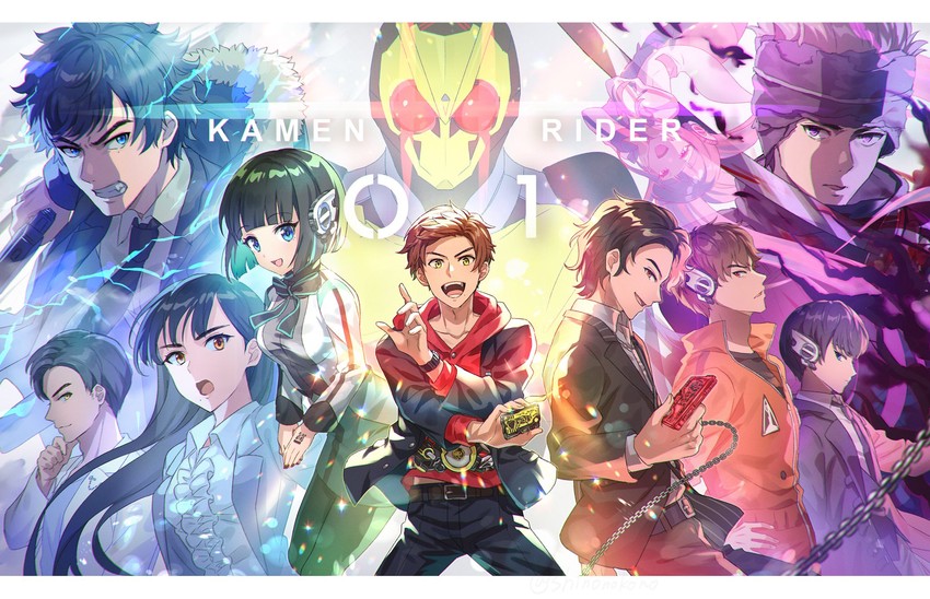 is, kamen rider zero-one, hiden aruto, horobi, jin, and 6 more (kamen rider and 1 more) drawn by shinonoko_(tubamecider)
