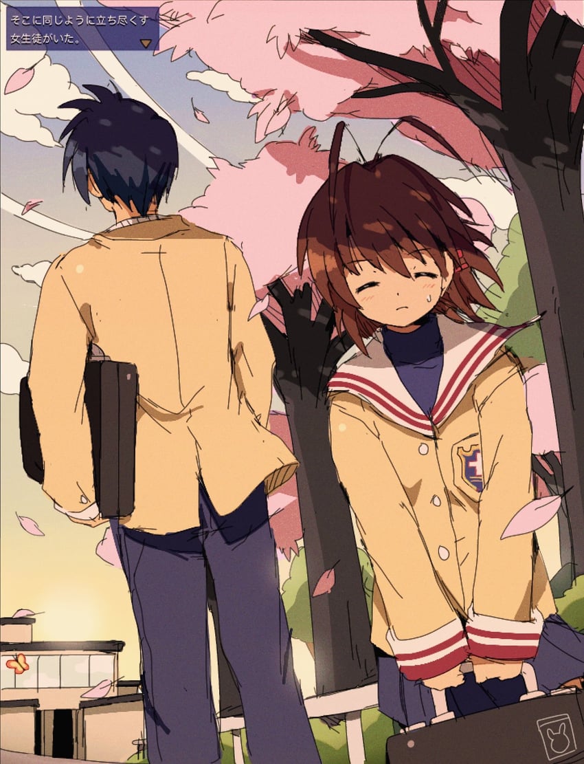 furukawa nagisa, okazaki tomoya, and morpho knight (kirby and 1 more) drawn by bendedede