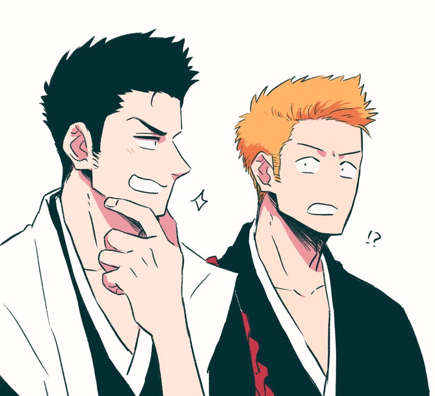 kurosaki ichigo and kurosaki isshin (bleach) drawn by choko_egg