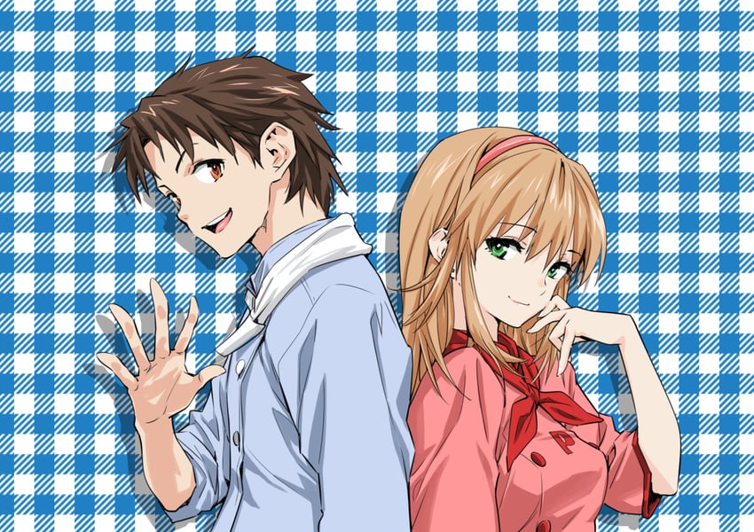azusagawa tsukino and azuma kazuma (yakitate!! japan) drawn by hashiguchi_takashi