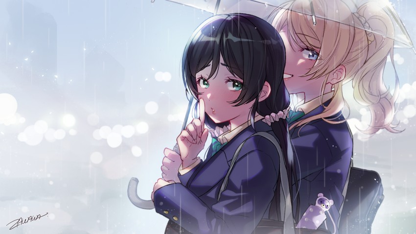 tojo nozomi and ayase eli (love live! and 1 more) drawn by zawawa_(satoukibi1108)