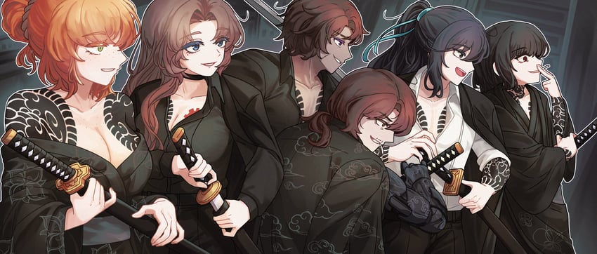 ishmael, hong lu, ryoshu, heathcliff, gregor, and 1 more (project moon and 1 more) drawn by tema1321