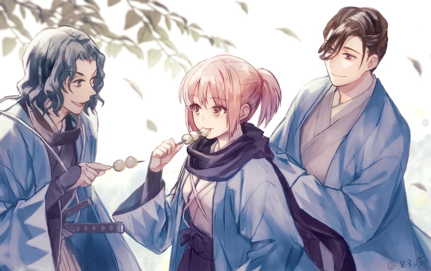 okita souji, saitou hajime, and yamanami keisuke (fate and 2 more) drawn by yamigo