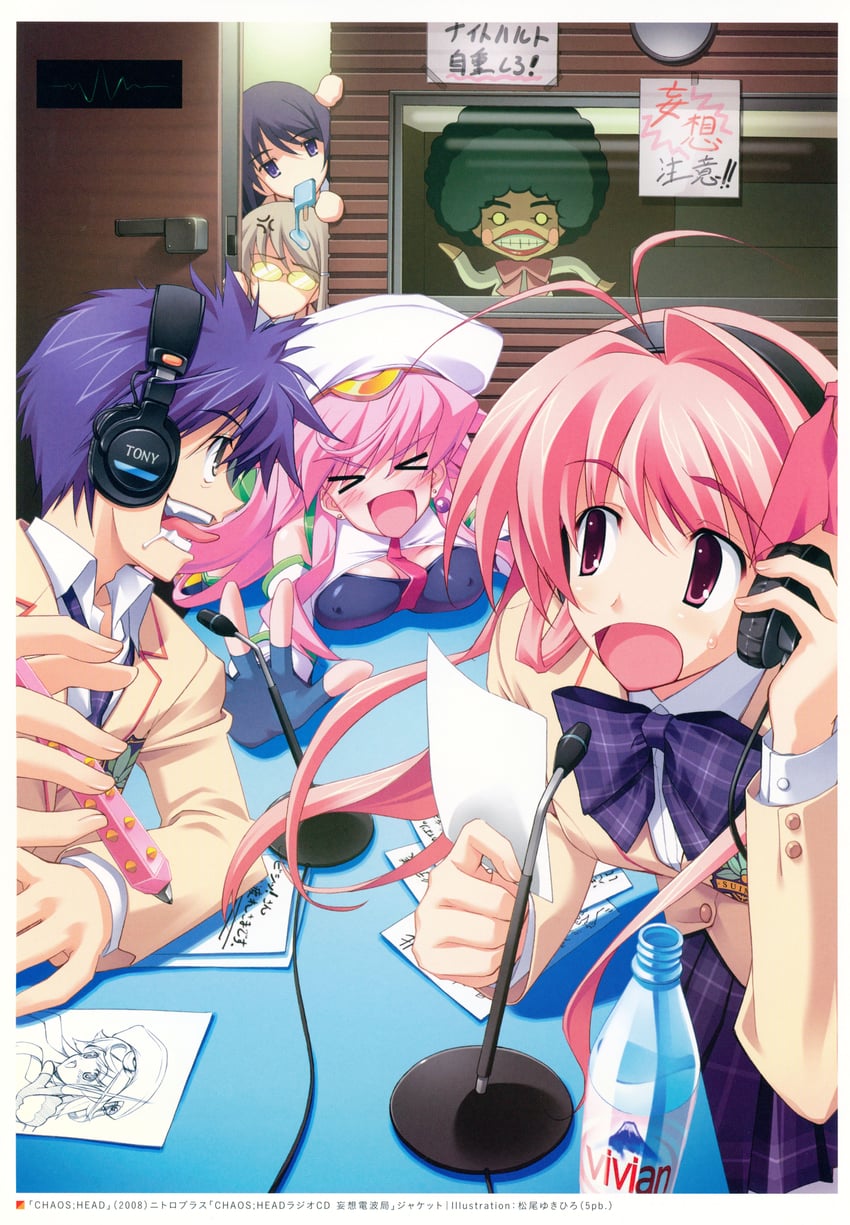sakihata rimi, nishijou takumi, aoi sena, kusunoki yua, and seira orgel (chaos;head and 1 more) drawn by matsuo_yukihiro