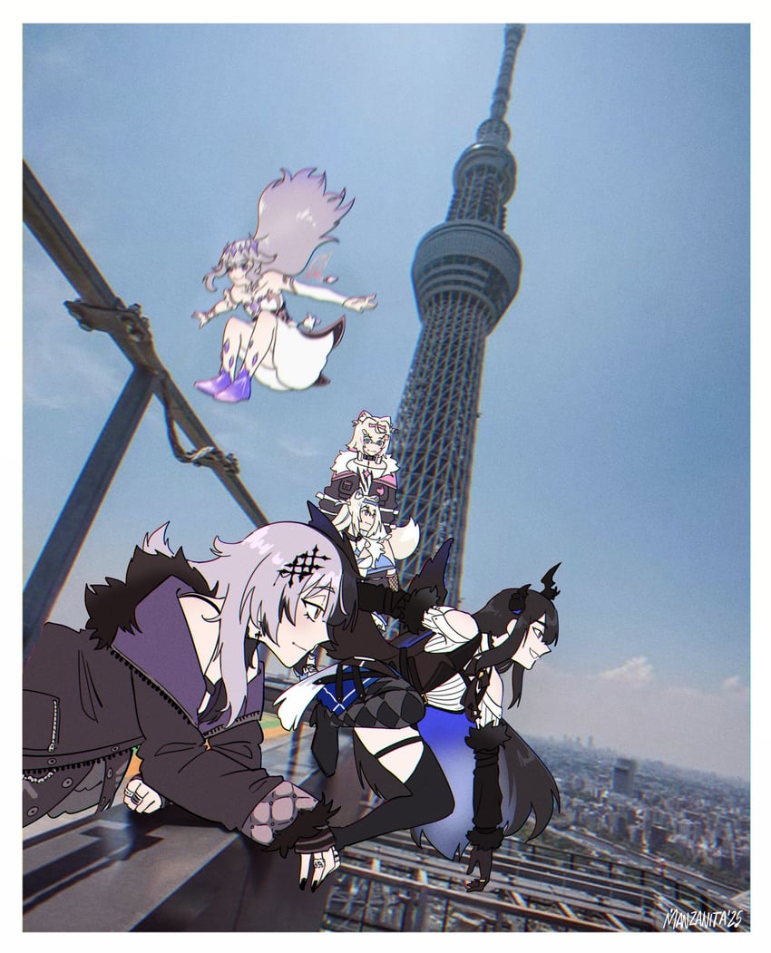 shiori novella, nerissa ravencroft, fuwawa abyssgard, mococo abyssgard, and koseki bijou (hololive and 1 more) drawn by crmanzana