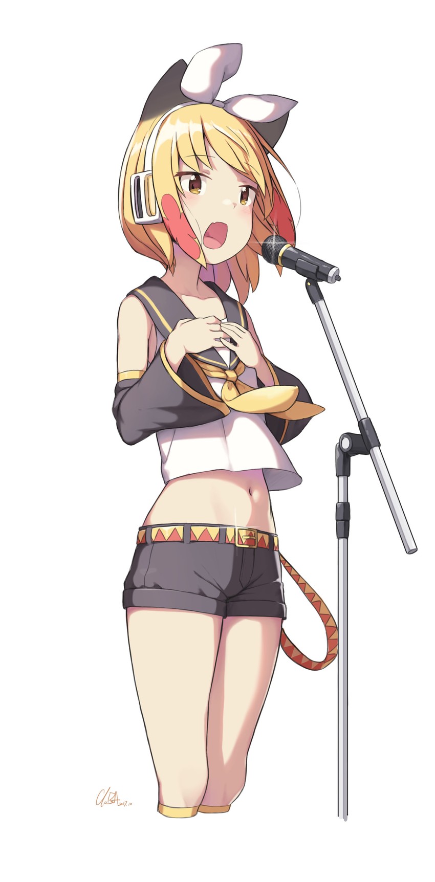 kagamine rin and blonde girl (original and 1 more) drawn by cloba