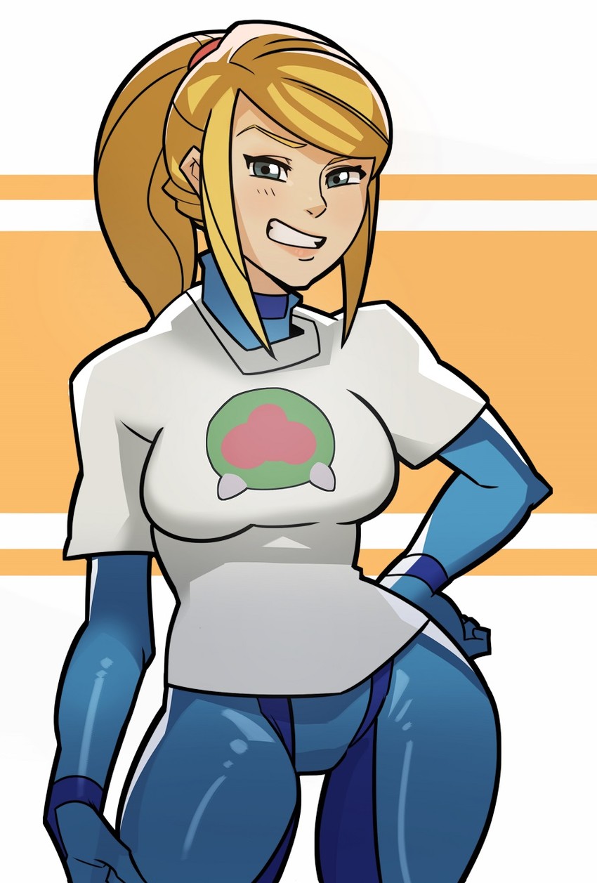 samus aran, metroid, and metroid larva (metroid) drawn by splashbrush