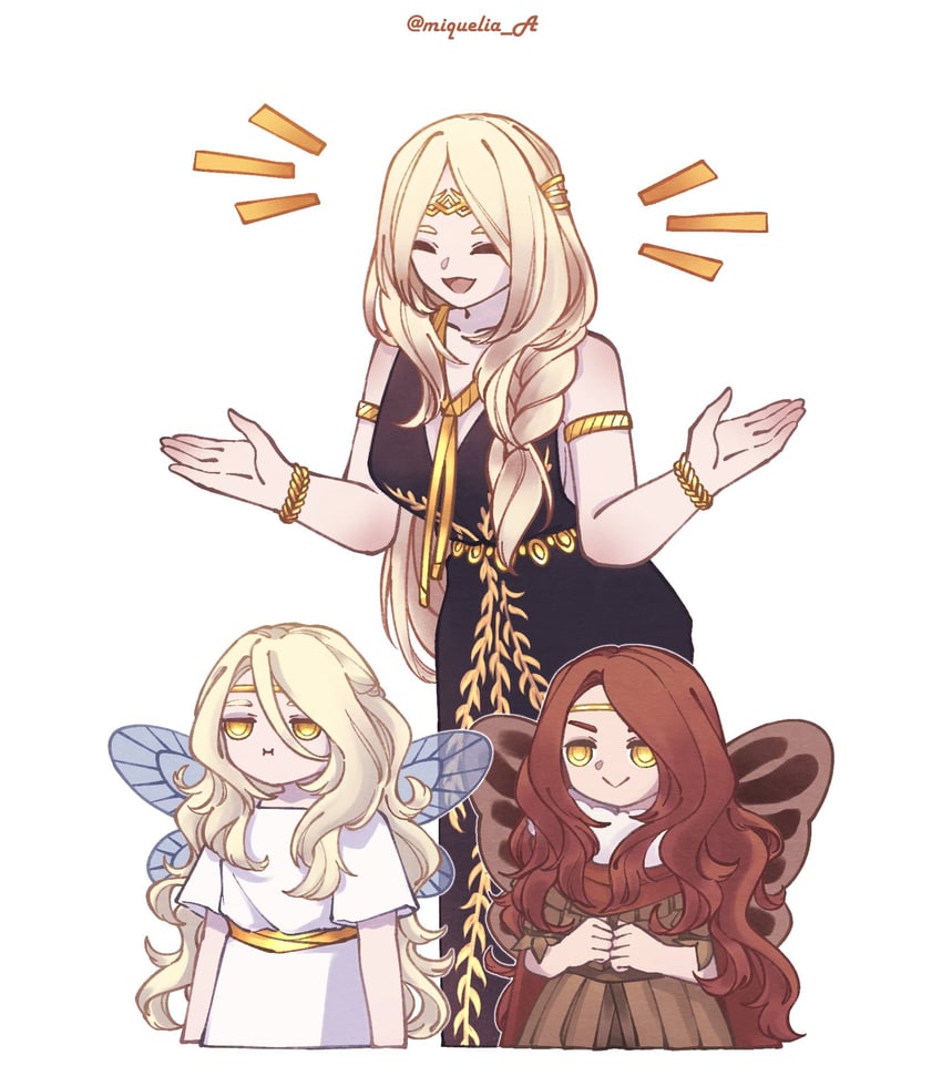 malenia blade of miquella, miquella, and queen marika the eternal (elden ring and 1 more) drawn by miqueliafantasia