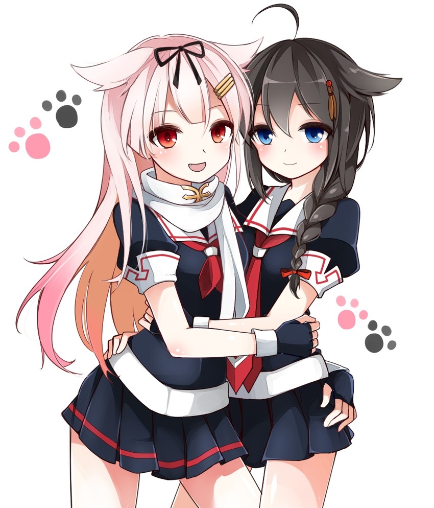 shigure, yuudachi, shigure kai ni, and yuudachi kai ni (kantai collection) drawn by kamu_(geeenius)