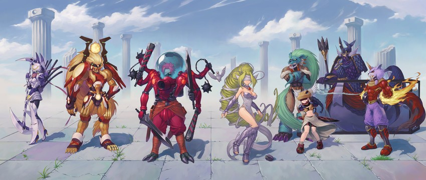 dianamon, venusmon, minervamon, olive, apollomon, and 4 more (digimon) drawn by sasasi