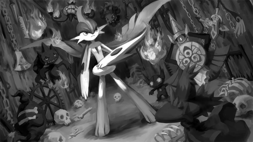 gallade, chandelure, mismagius, banette, misdreavus, and 5 more (pokemon) drawn by pokemio