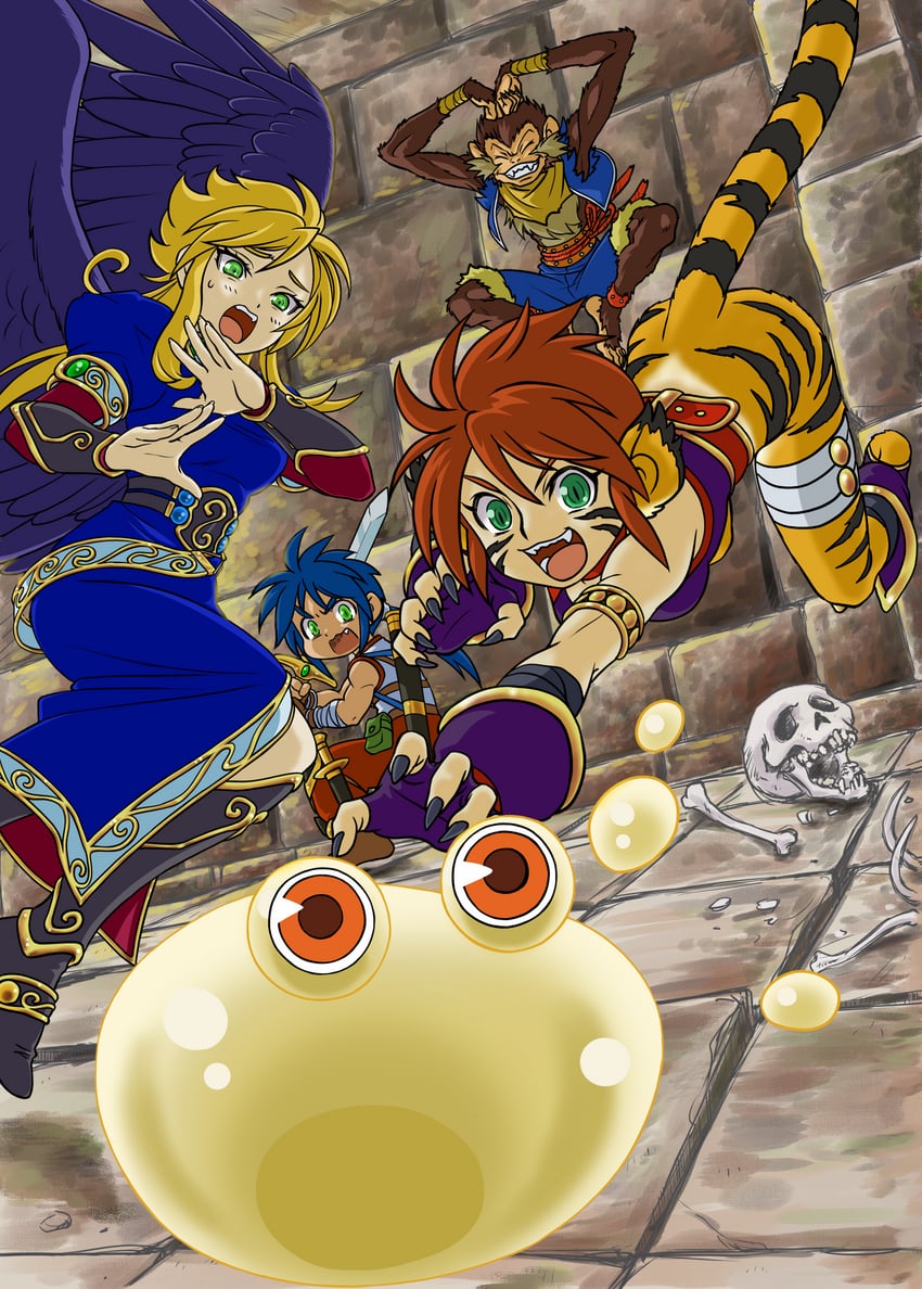 katt, nina, ryu, and sten (breath of fire and 1 more) drawn by nobuhiko_tsukikage