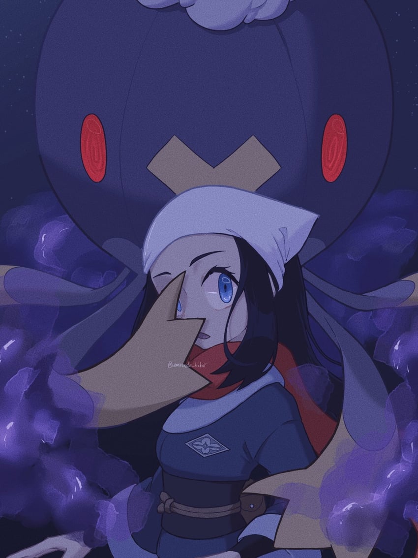 akari and drifblim (pokemon and 1 more) drawn by lemonade_kokoi