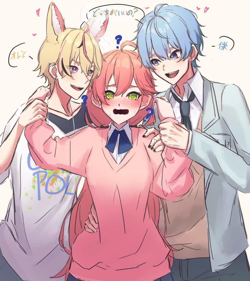 hoshimachi suisei, sakura miko, and omaru polka (hololive) drawn by a-rufu