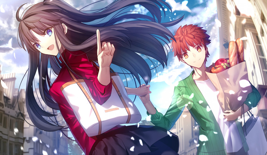tohsaka rin and emiya shirou (fate and 1 more) drawn by mashima_saki_(mashimasa)