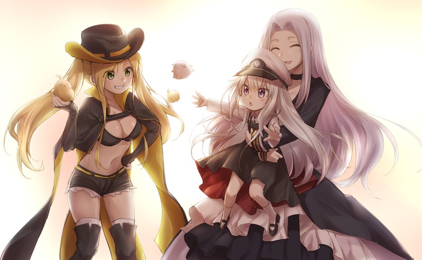 manjuu, yorktown, hornet, and little enterprise (azur lane) drawn by chiyosuke_(chysk_hm)