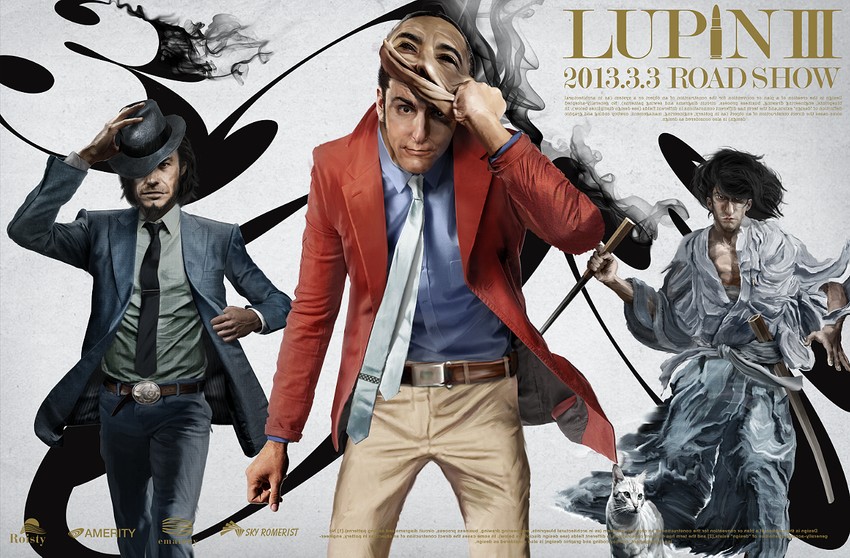 arsene lupin iii, jigen daisuke, ishikawa goemon xiii, and barack obama (real life and 1 more) drawn by addy
