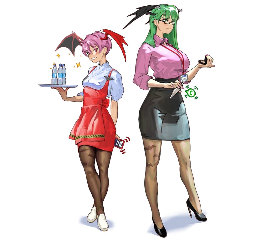 morrigan aensland and lilith (darkstalkers) drawn by purple_proses
