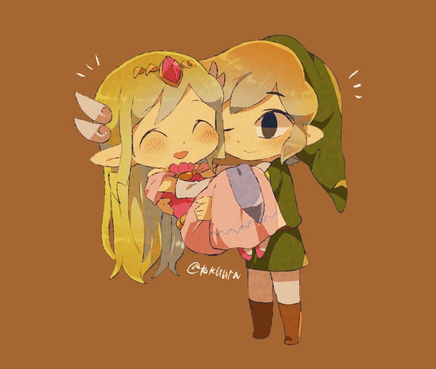 link, princess zelda, toon link, and toon zelda (the legend of zelda and 2 more) drawn by tokuura