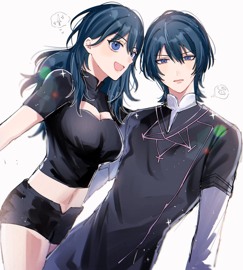 female byleth and male byleth (fire emblem and 1 more) drawn by tani11a