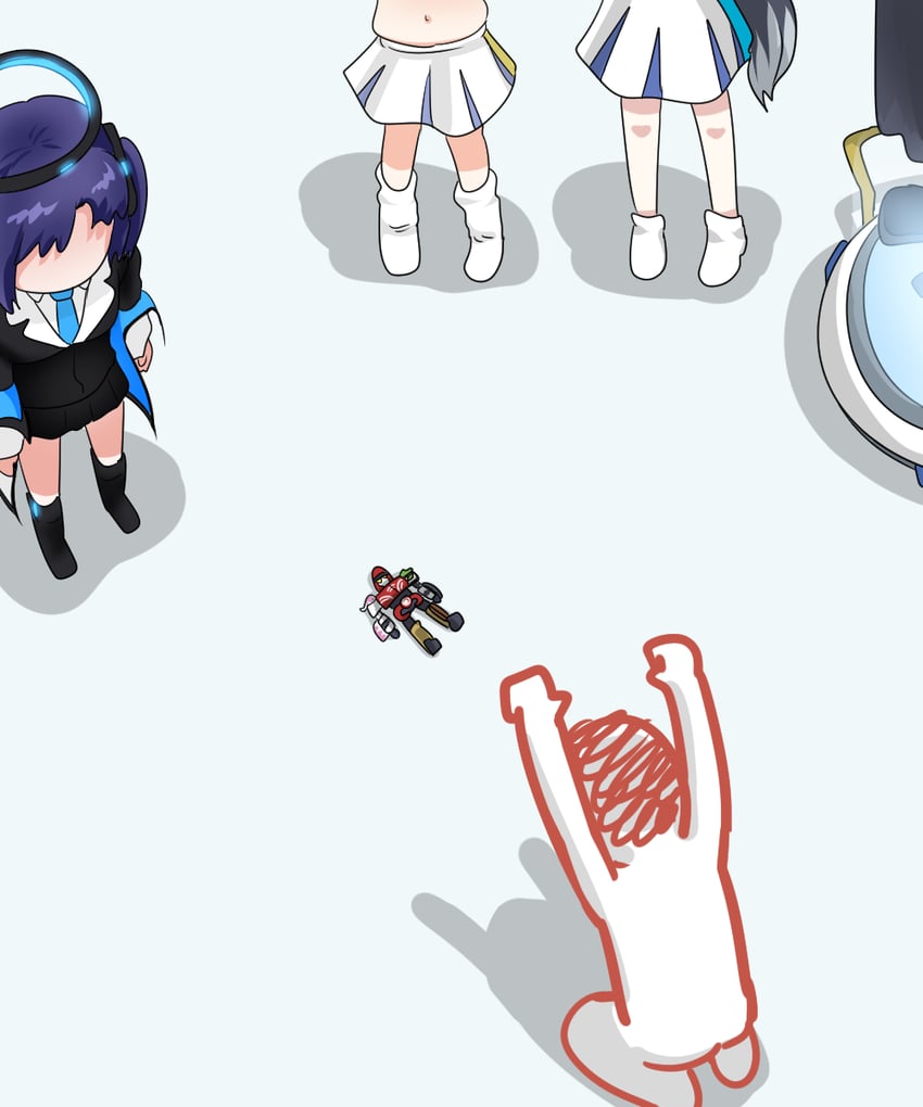 sensei, yuuka, doodle sensei, hibiki, kotori, and 1 more (blue archive) drawn by c/h