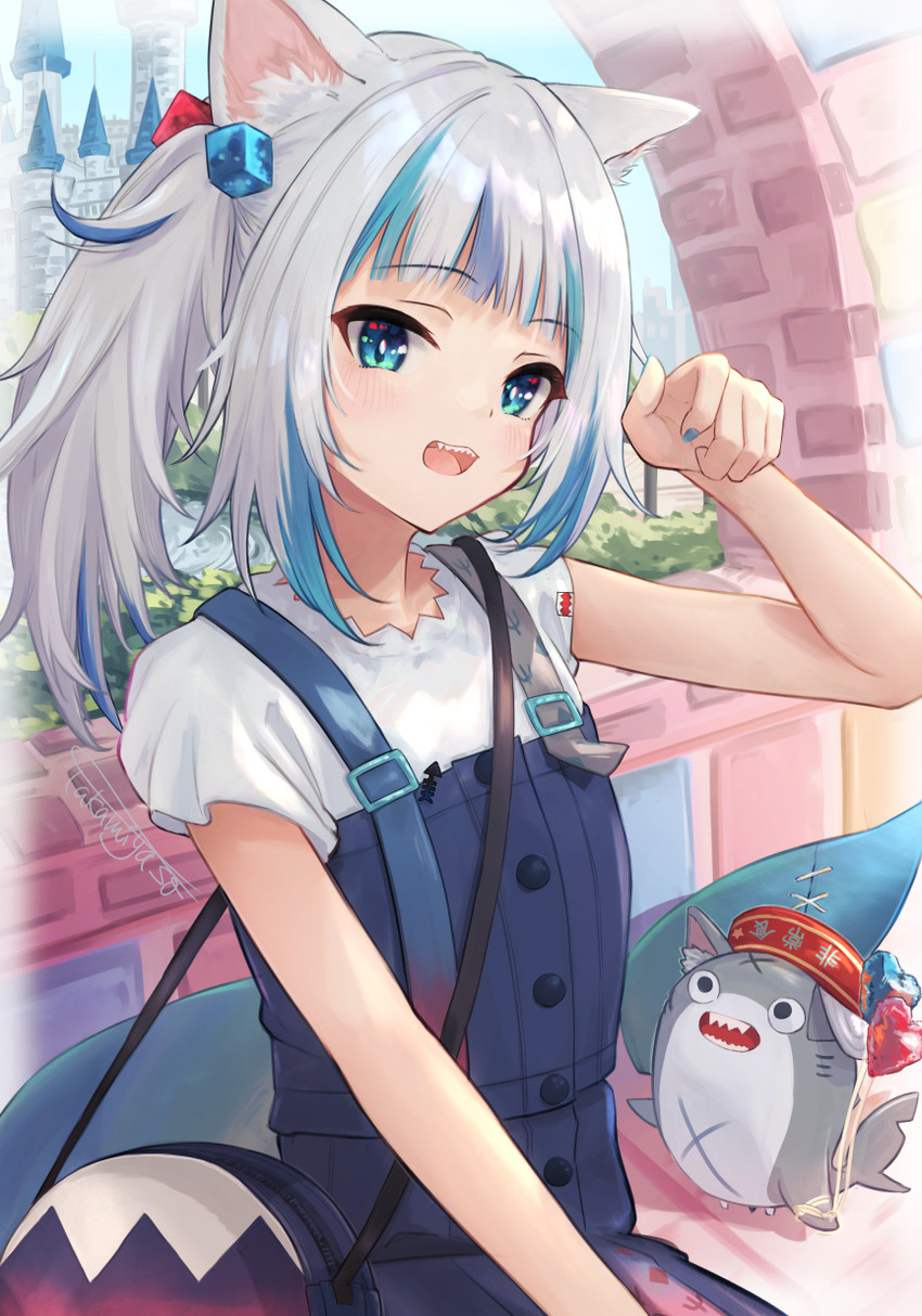 gawr gura and bloop (hololive and 1 more) drawn by takamiya_so