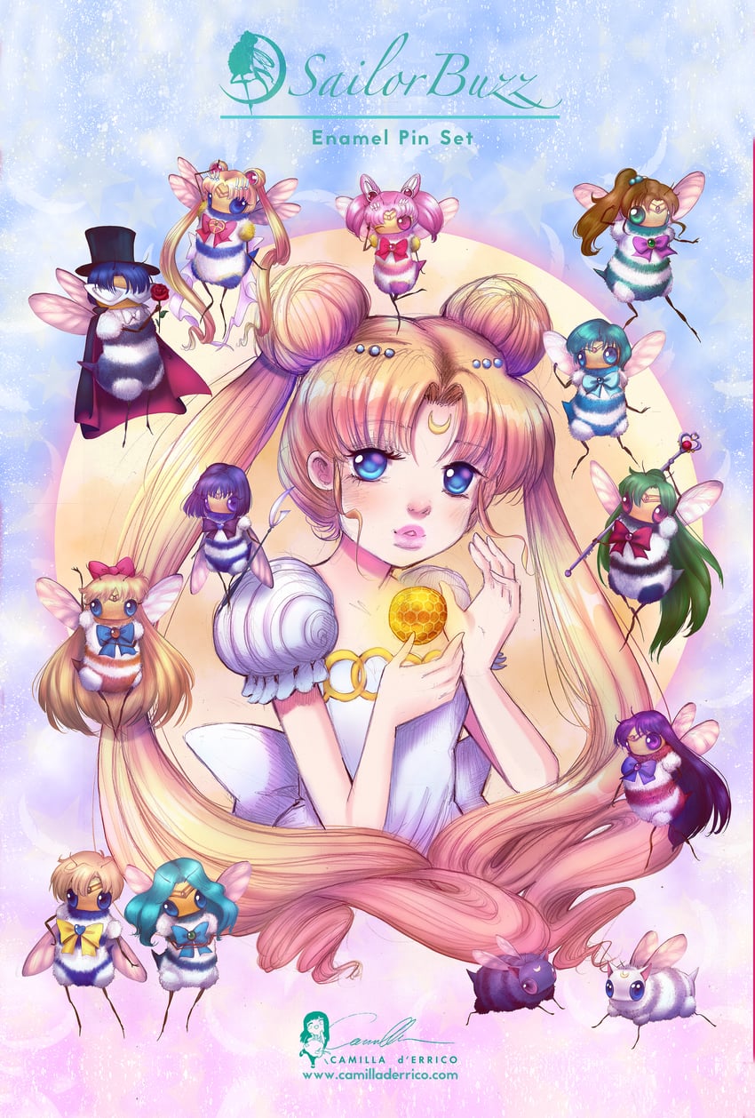 tsukino usagi, sailor moon, mizuno ami, aino minako, hino rei, and 20 more (bishoujo senshi sailor moon) drawn by camilla_d'errico