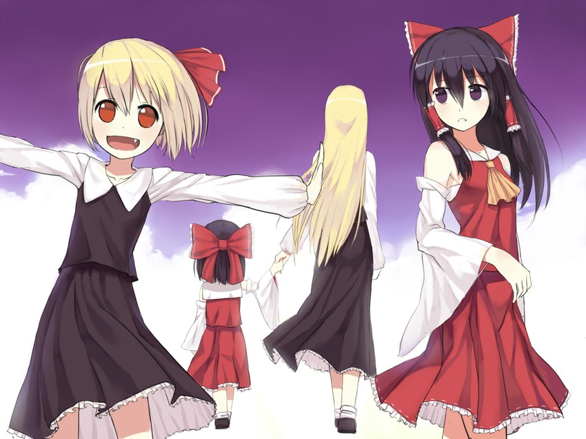 hakurei reimu and rumia (touhou and 2 more) drawn by keli_bang