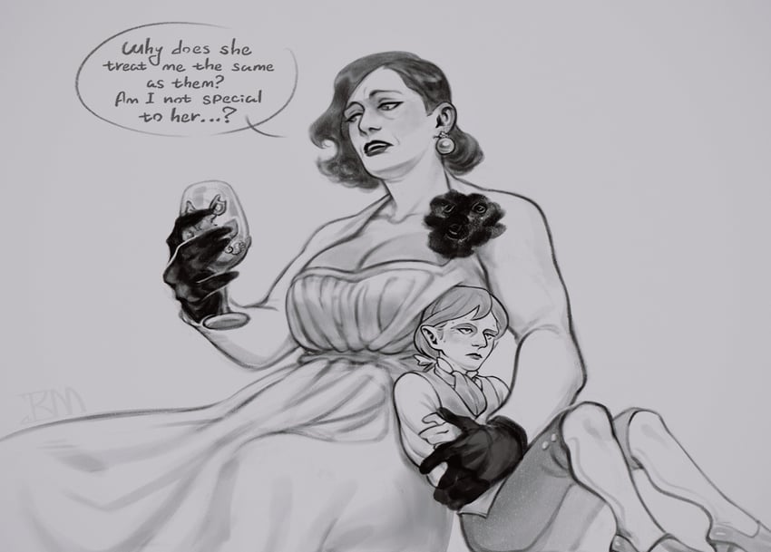 alcina dimitrescu and ramon salazar (resident evil and 2 more) drawn by pooziqo-royal