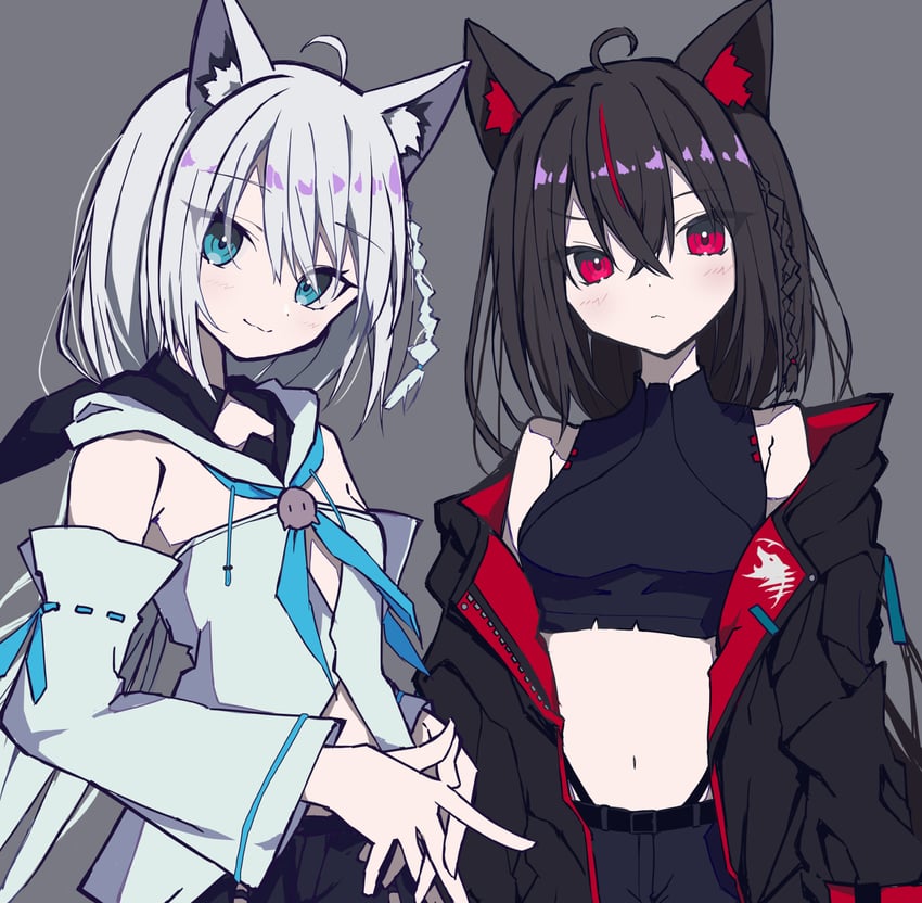 shirakami fubuki and kurokami fubuki (hololive) drawn by naginata_(beam_naginata)