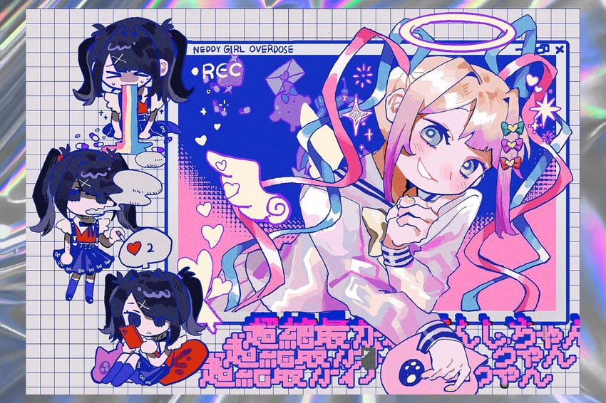chouzetsusaikawa tenshi-chan, ame-chan, and pien cat (needy girl overdose) drawn by nanji_shao