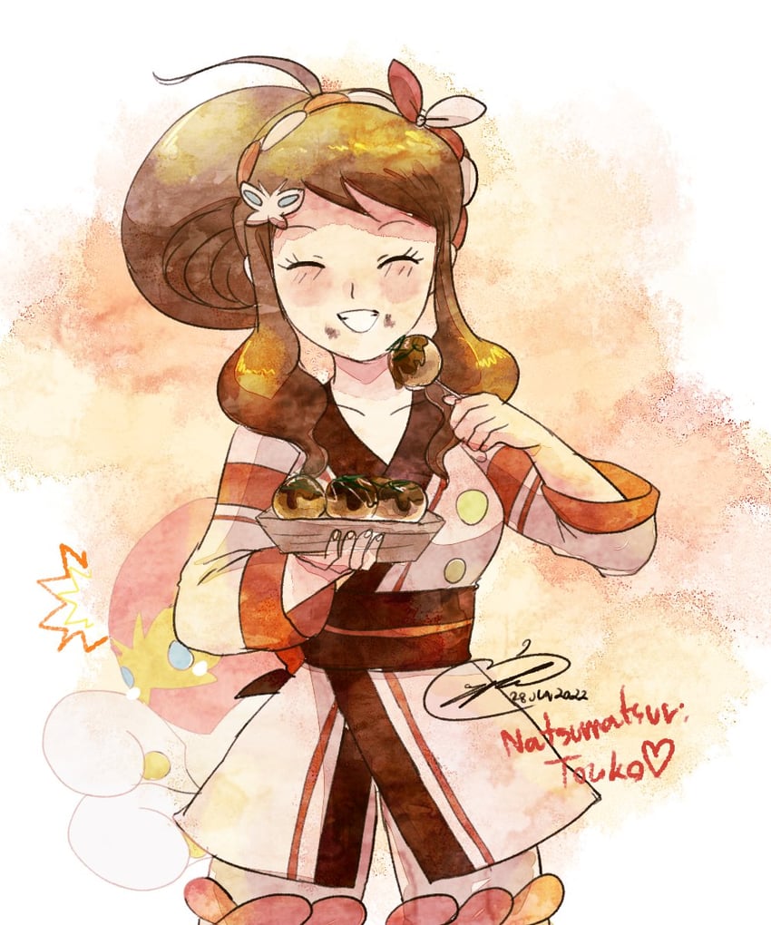 hilda and grapploct (pokemon and 1 more) drawn by appleko