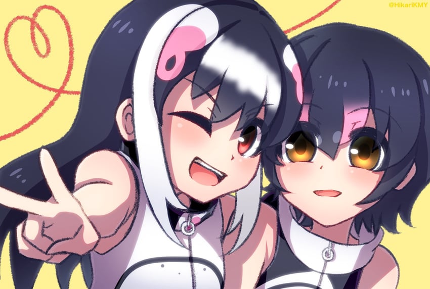 humboldt penguin and african penguin (kemono friends and 1 more) drawn by hikarikmy