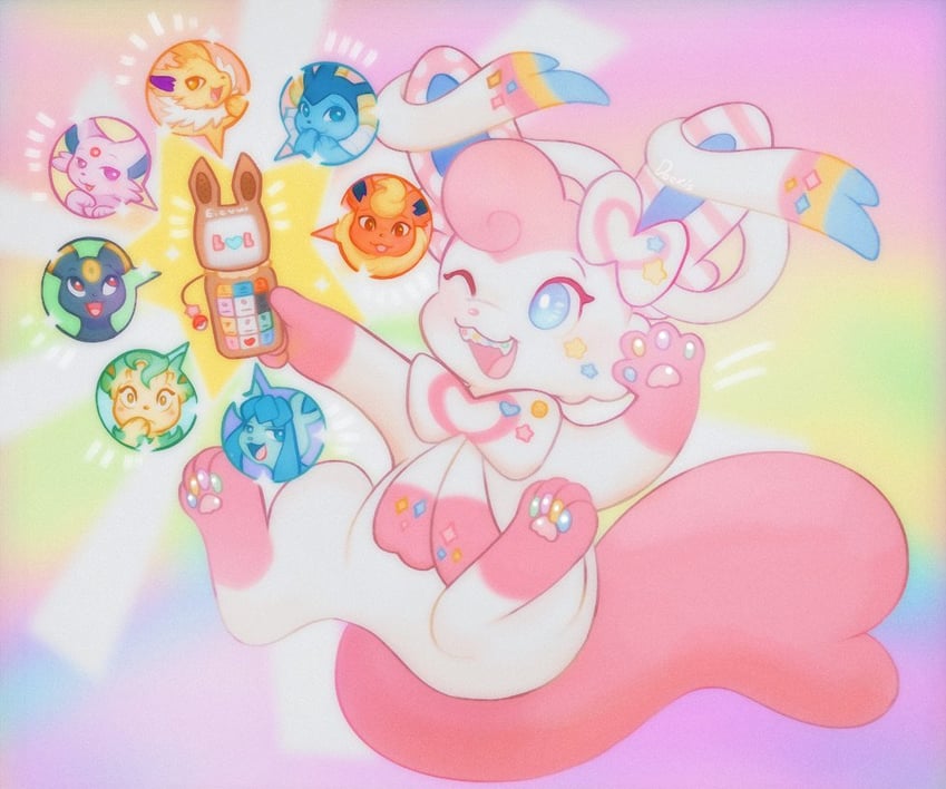 sylveon, umbreon, glaceon, vaporeon, espeon, and 3 more (pokemon) drawn by doekis