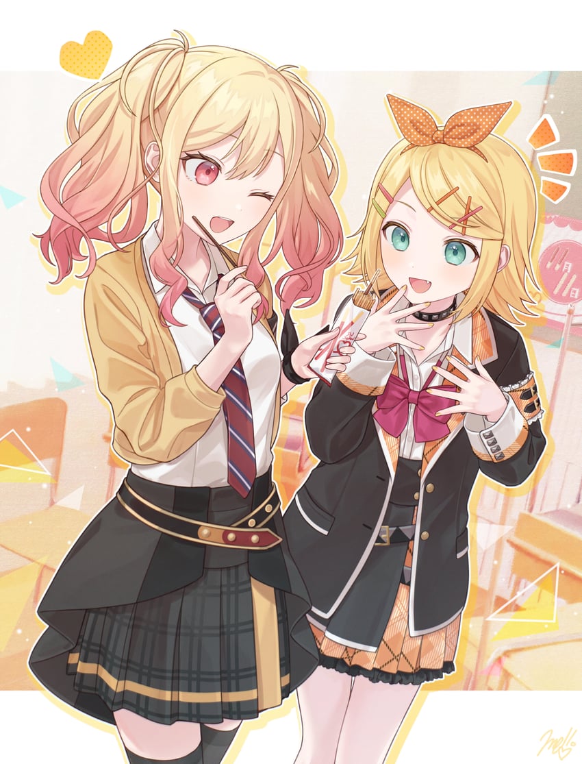 kagamine rin, tenma saki, and leo/need rin (vocaloid and 1 more) drawn by vs0mr