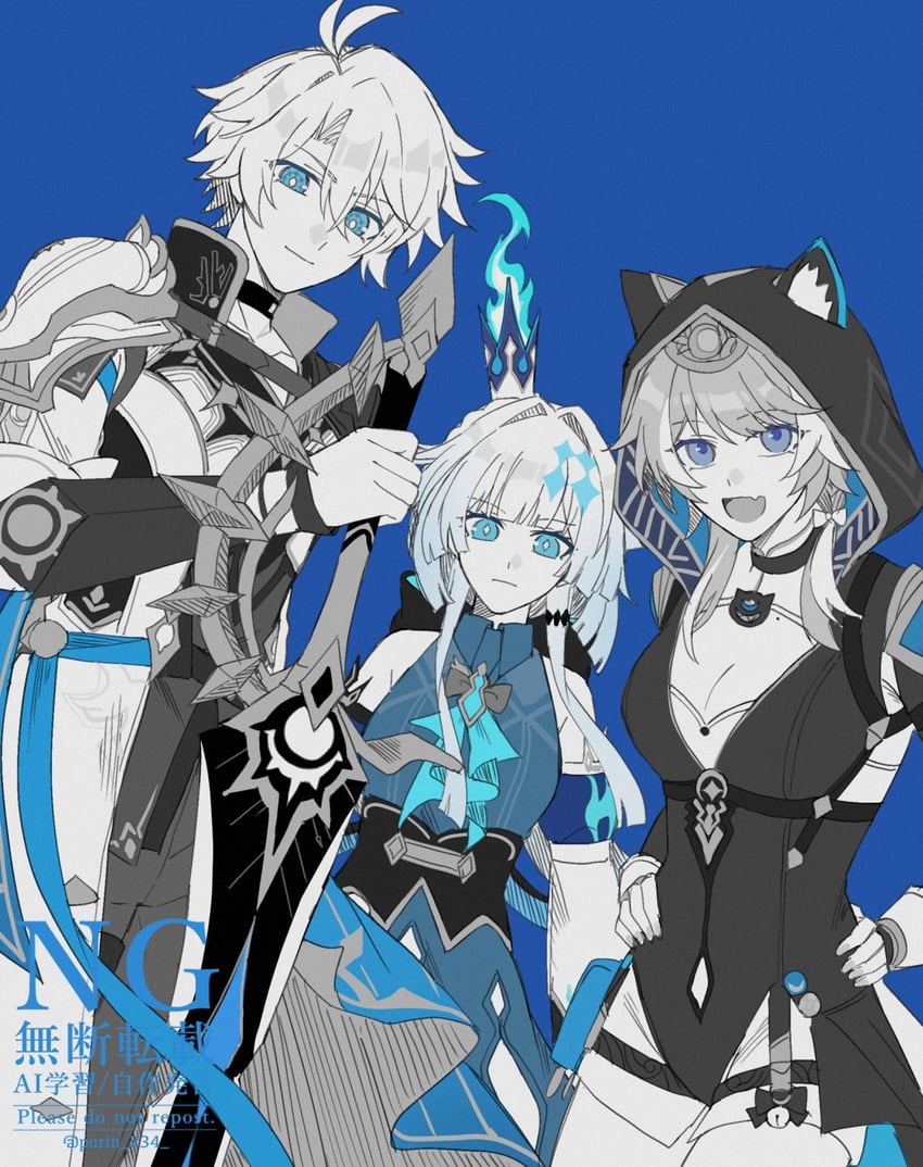 phainon, cipher, and cerydra (honkai and 1 more) drawn by purin_234