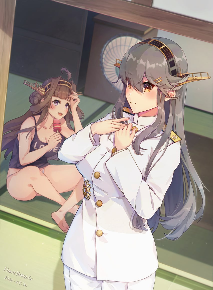 kongou, haruna, kongou kai ni, and haruna kai ni (kantai collection) drawn by himeyamato