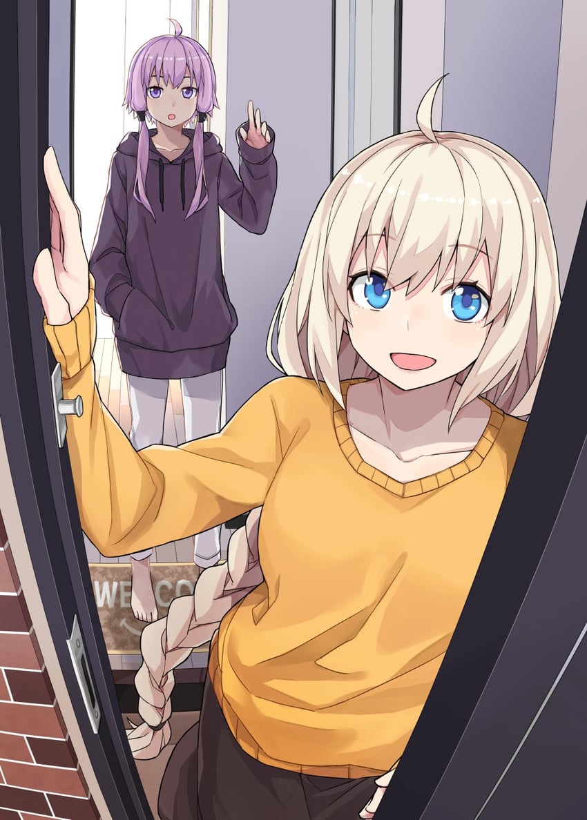 yuzuki yukari and kizuna akari (vocaloid and 1 more) drawn by toromera