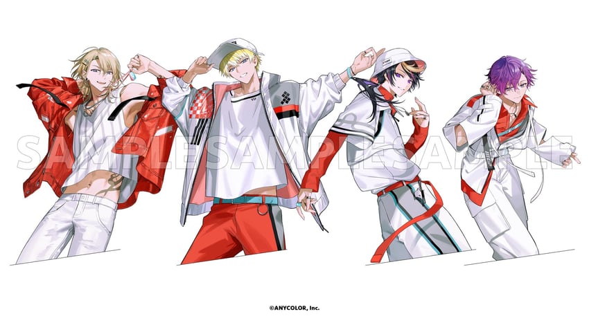 luca kaneshiro, shu yamino, sonny brisko, and uki violeta (nijisanji and 1 more) drawn by itefu